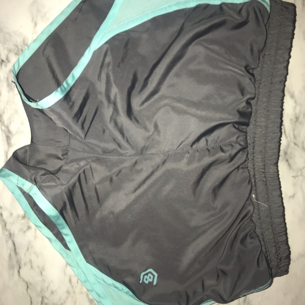 blue and grey gym shorts